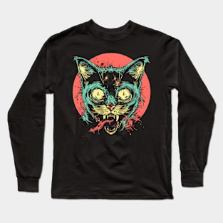 Creepy Cat Zombie Long Sleeve T-Shirt